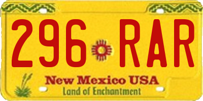NM license plate 296RAR