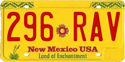 NM license plate 296RAV