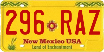 NM license plate 296RAZ