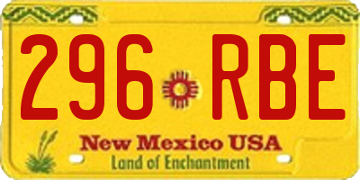 NM license plate 296RBE