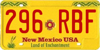 NM license plate 296RBF