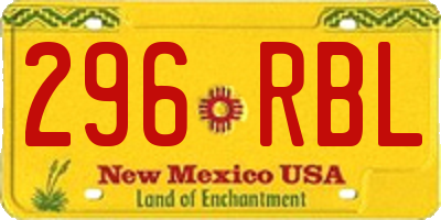 NM license plate 296RBL