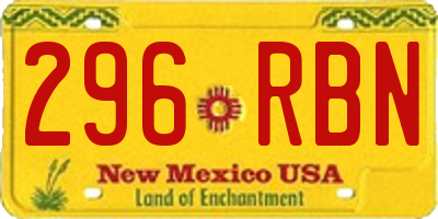 NM license plate 296RBN