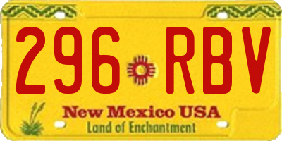 NM license plate 296RBV
