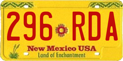 NM license plate 296RDA