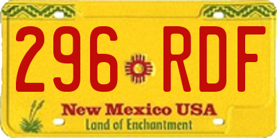 NM license plate 296RDF