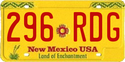 NM license plate 296RDG