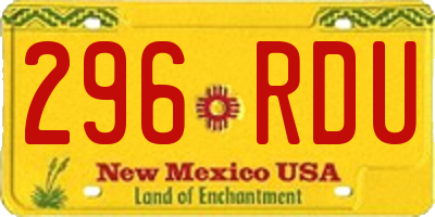 NM license plate 296RDU