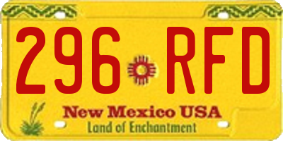 NM license plate 296RFD