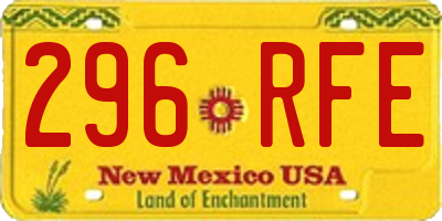 NM license plate 296RFE
