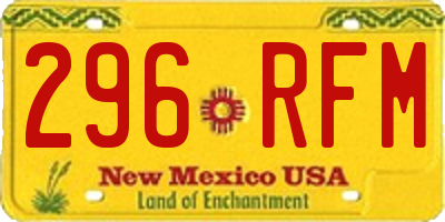 NM license plate 296RFM
