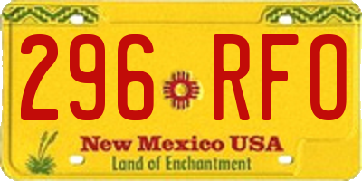 NM license plate 296RFO