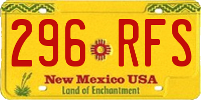 NM license plate 296RFS