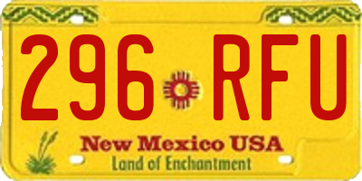 NM license plate 296RFU