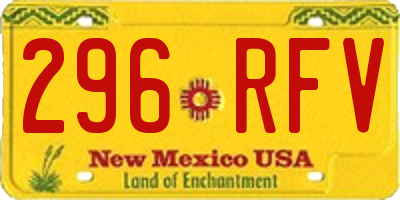 NM license plate 296RFV