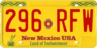 NM license plate 296RFW
