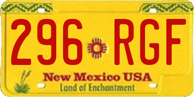 NM license plate 296RGF