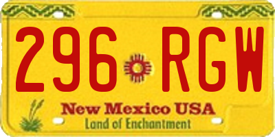 NM license plate 296RGW