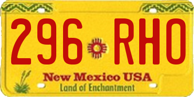 NM license plate 296RHO