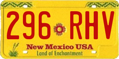NM license plate 296RHV