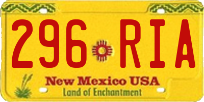 NM license plate 296RIA