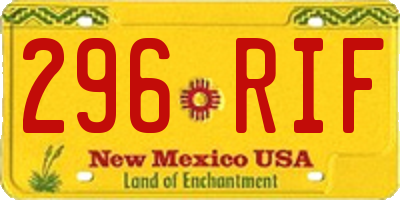 NM license plate 296RIF
