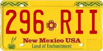 NM license plate 296RII