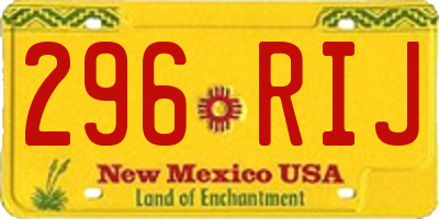 NM license plate 296RIJ