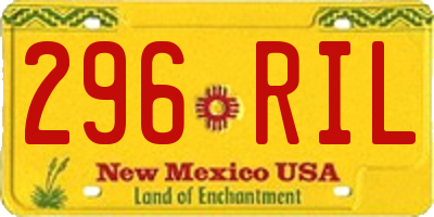 NM license plate 296RIL