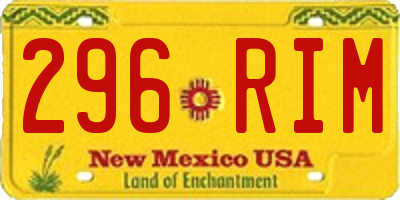 NM license plate 296RIM