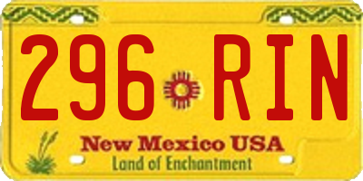 NM license plate 296RIN