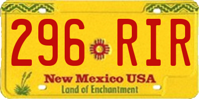 NM license plate 296RIR