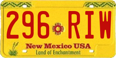 NM license plate 296RIW