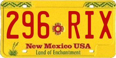NM license plate 296RIX