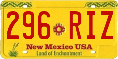 NM license plate 296RIZ