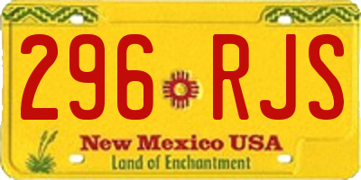 NM license plate 296RJS