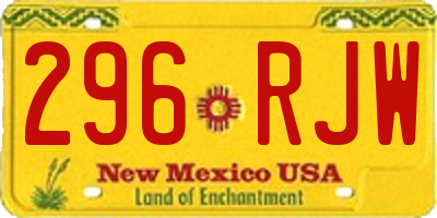 NM license plate 296RJW