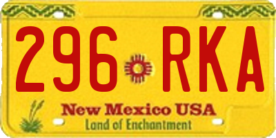 NM license plate 296RKA