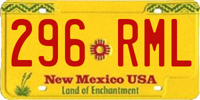 NM license plate 296RML