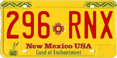 NM license plate 296RNX