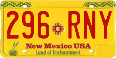 NM license plate 296RNY