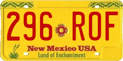 NM license plate 296ROF