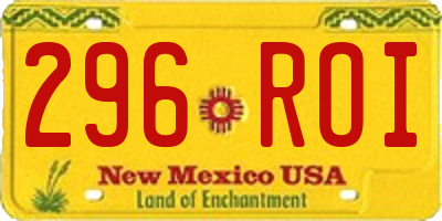 NM license plate 296ROI