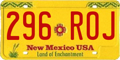 NM license plate 296ROJ