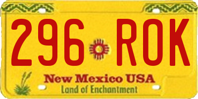 NM license plate 296ROK