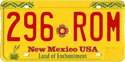 NM license plate 296ROM