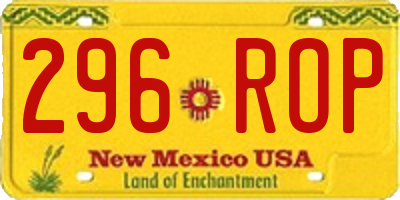 NM license plate 296ROP