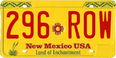 NM license plate 296ROW
