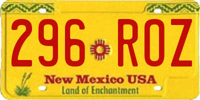 NM license plate 296ROZ