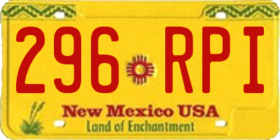 NM license plate 296RPI